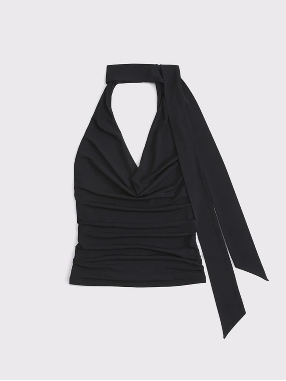 Abercrombie & Fitch Black One-Shoulder Halter Ruched Top Dress